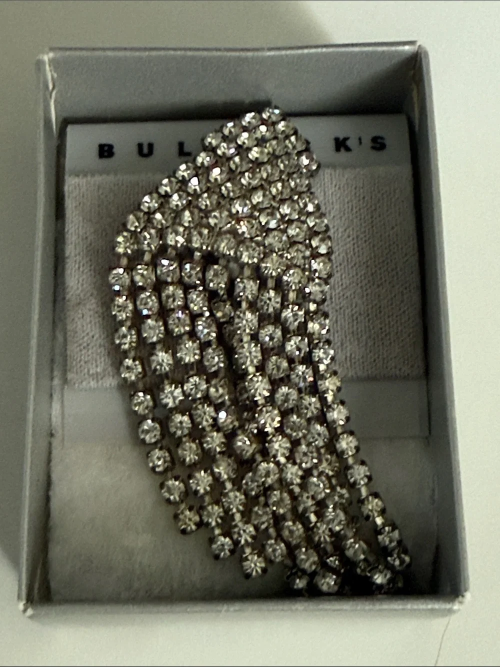 Bullocks department store Vintage long rhinestone fringe statement pin brooch